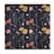 Designart - Orange and Yellow Wild Flowers On Dark Blue - Traditional Print on Natural Pine Wood